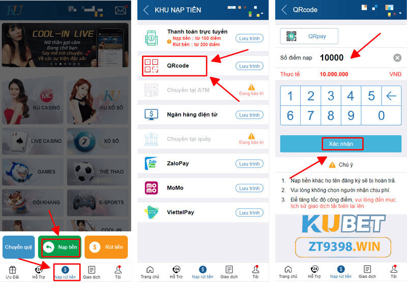 Nạp Tiền KUBET - QRcode nhanh chóng chính xác
