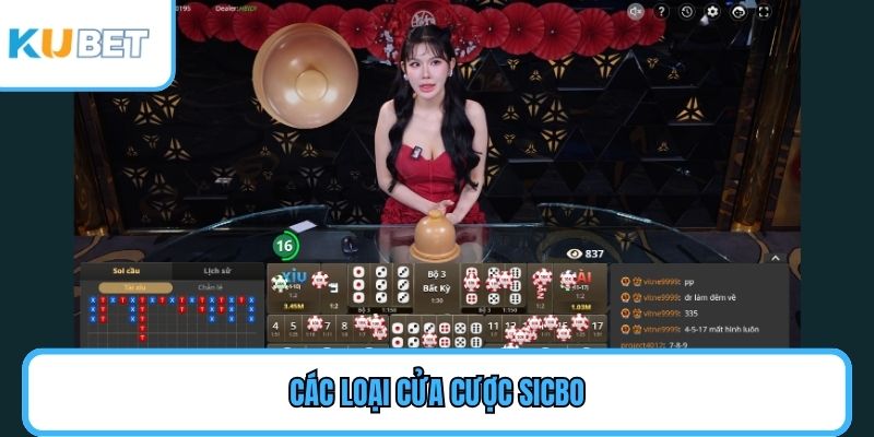 Các loại cửa cược Sicbo